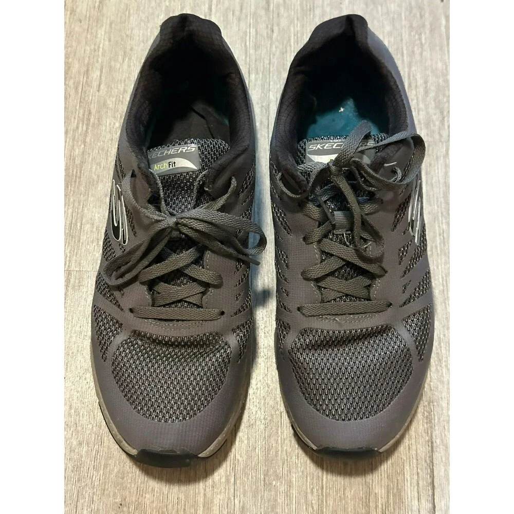 Skechers Arch Fit Mens Grey Mesh Athletic Walking Shoes Size 9